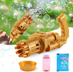 Automatic Gatling Bubble Gun Toys Electric Bubble Machine With Eight Hole Huge Amount Rotary Tube Bubble Machine For Kids Fun