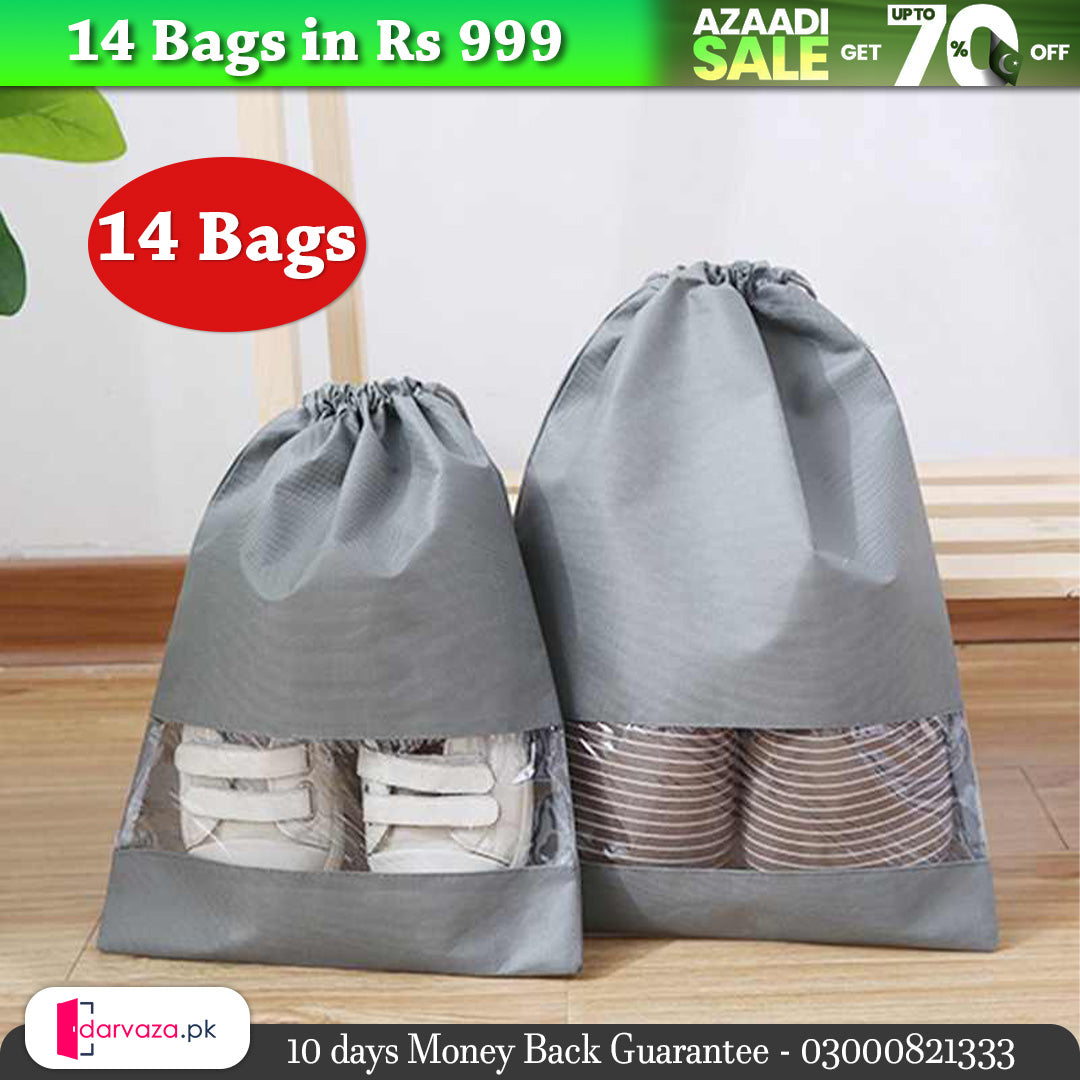 Azaadi Sale Offer 14 Shoe Pouches & Dustproof Travel Organizer (14 Bags)