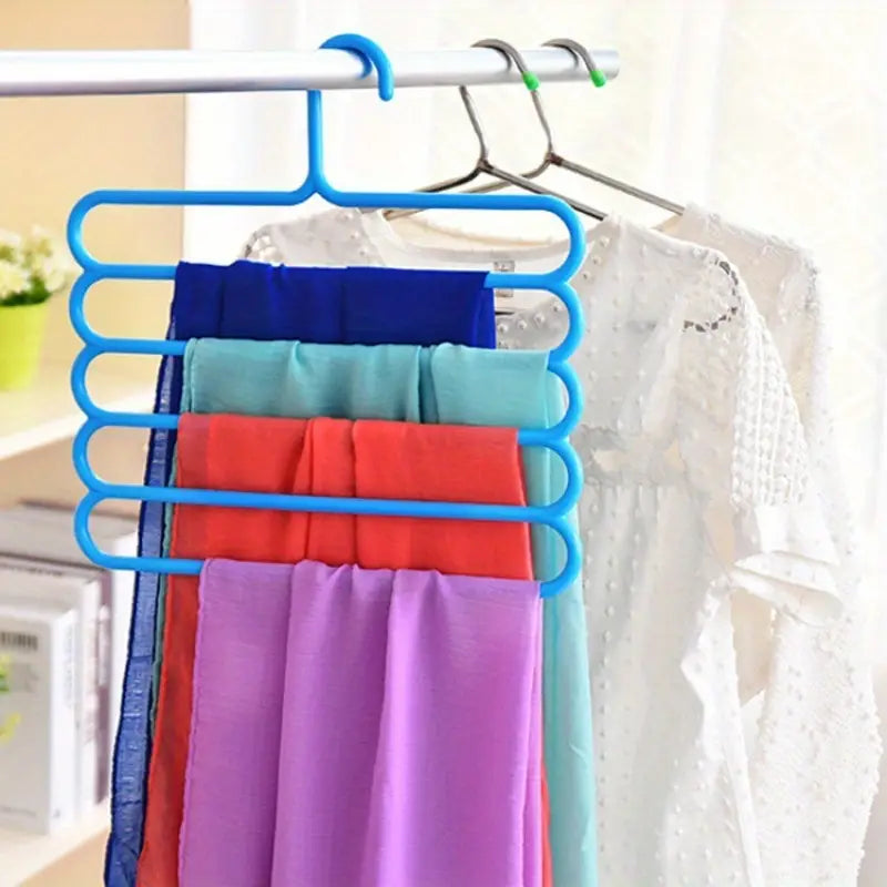 Buy 1 Get 5 Free Offer 5-layer Space-Saving Hangers with Anti-Slip and Adjustable Plastic 6 Pcs