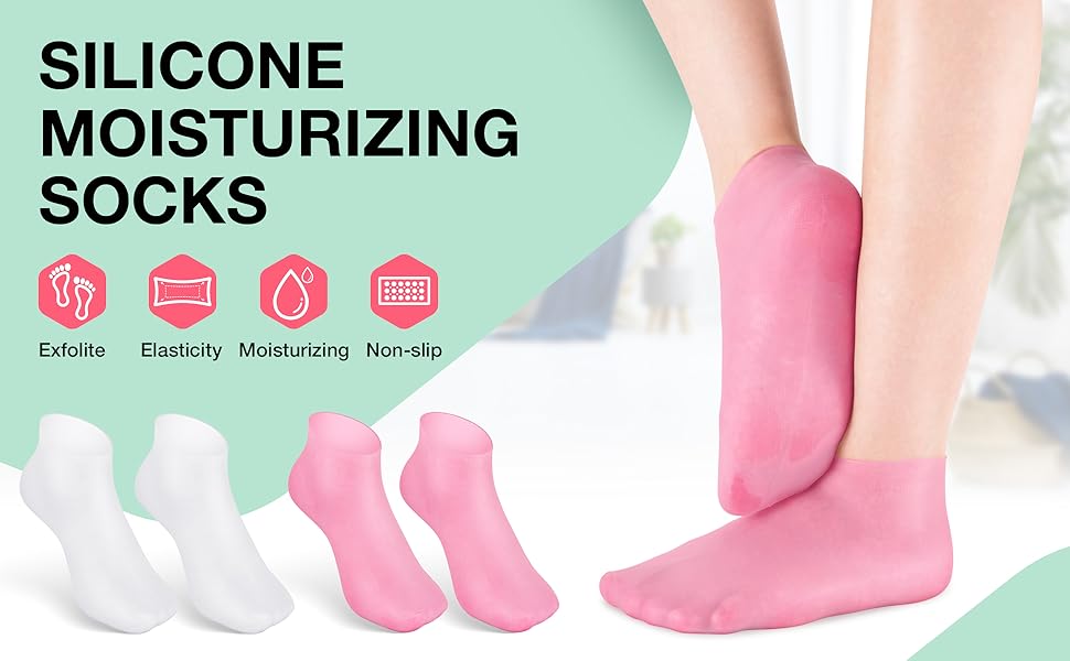 Buy 1 Pair Get 1 Pair Free Offer 4 Pcs Silicone Moisturizing Socks for Foot Care