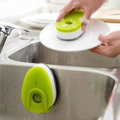 3 Pcs Dish Washing Scouring Sponge with Soap Dispensing Capsule