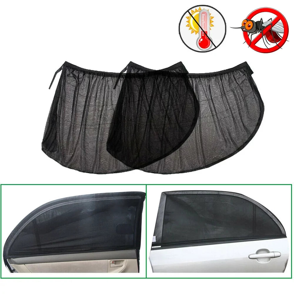 Car Sunshade Curtains Universal Side Window Shades Protection from Heat Insulation and Repellent Mosquito Mesh Net Sunshade Auto Accessories