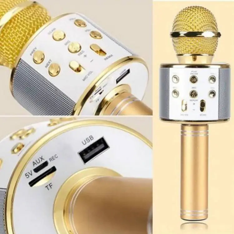 3-in-1 Handheld Portable Bluetooth Karaoke Microphone Recording Mic Speaker Machine With Music Player Recorder for Karaoke Party Wedding Meeting