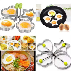 4 Pack Stainless Steel Egg Cooking with Different Shapes Mold for frying Eggs and Omelet