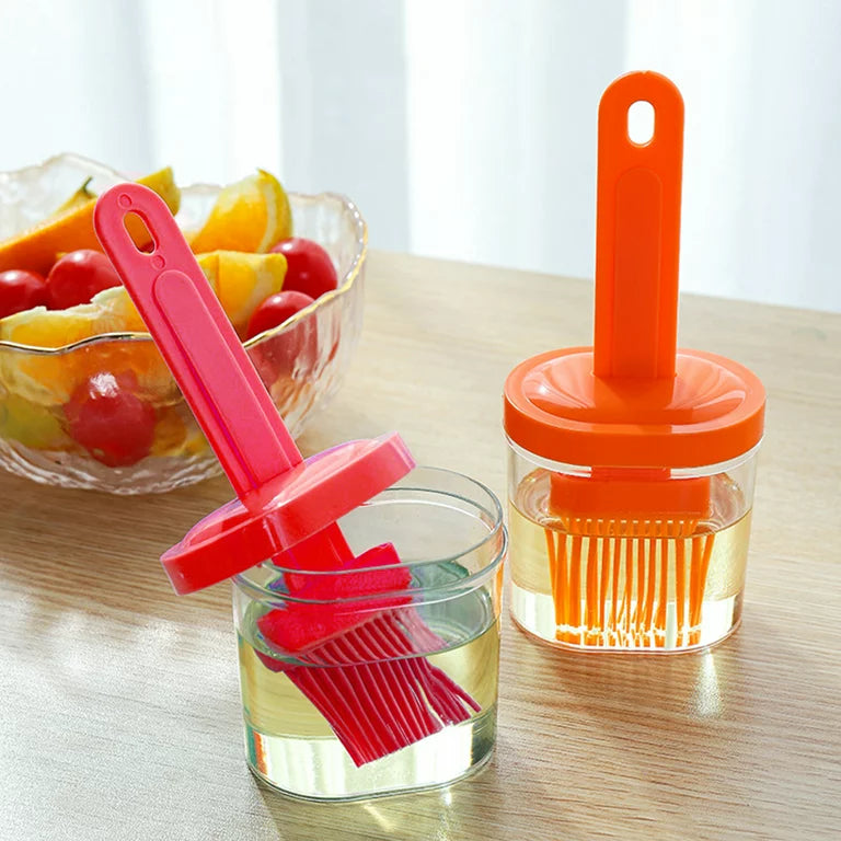 2 Pcs Transparent Cooking Oil Bottle with Silicon Brush for Kitchen Cooking