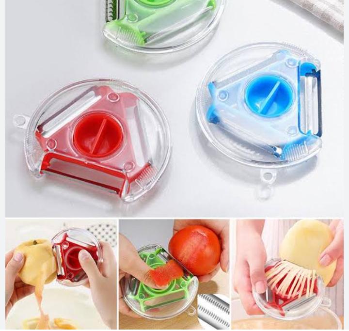 (Pack of 3) Multifunctional 3 in 1 Vegetable and Fruit Peelers with 3 Blades Stainless Steel Shredder Slicer