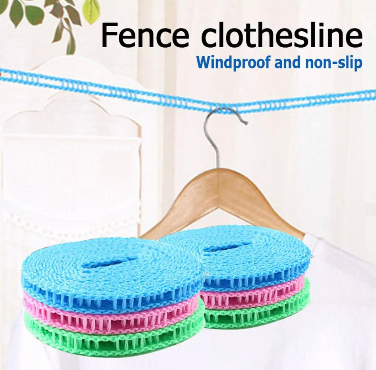 Buy 3 Get 3 Free Offer 6 Pcs Wind Proof Non Slip Nylon Hanging Drying Rope Clothes washing line with full size of 5 Meters in Rs 999 - 6 Pcs