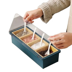 4pcs Detachable Masala Box with Spoon and Transparent LID Cover with Box