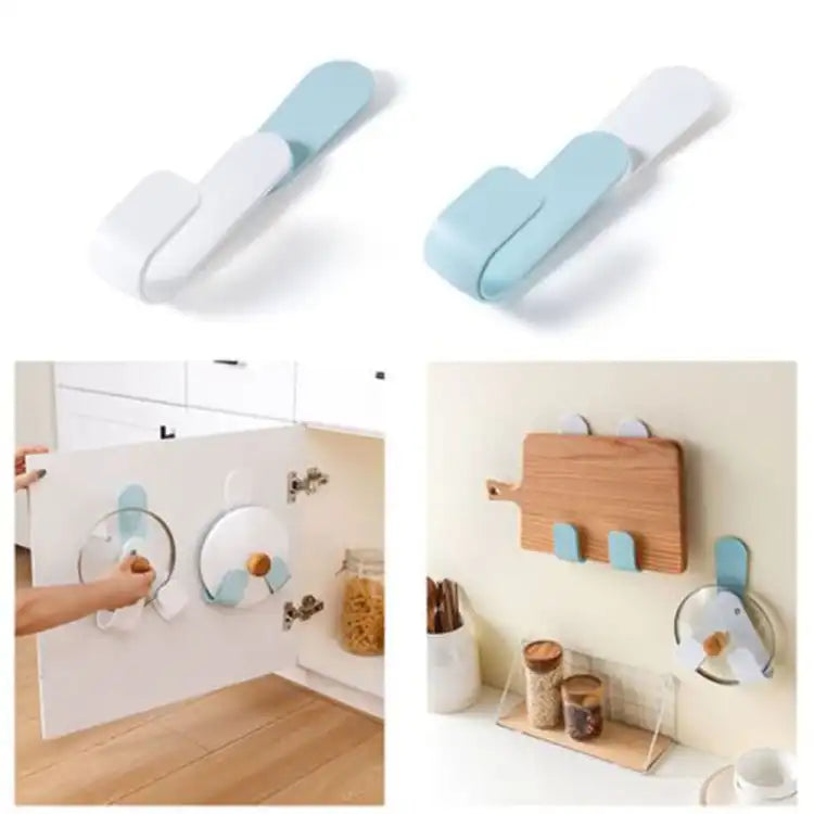 (Pack of 3) Adjustable Pot Lid Holder Wall-Mounted Hanging Holder for Pan Pot Cover Rack Kitchen Organizer