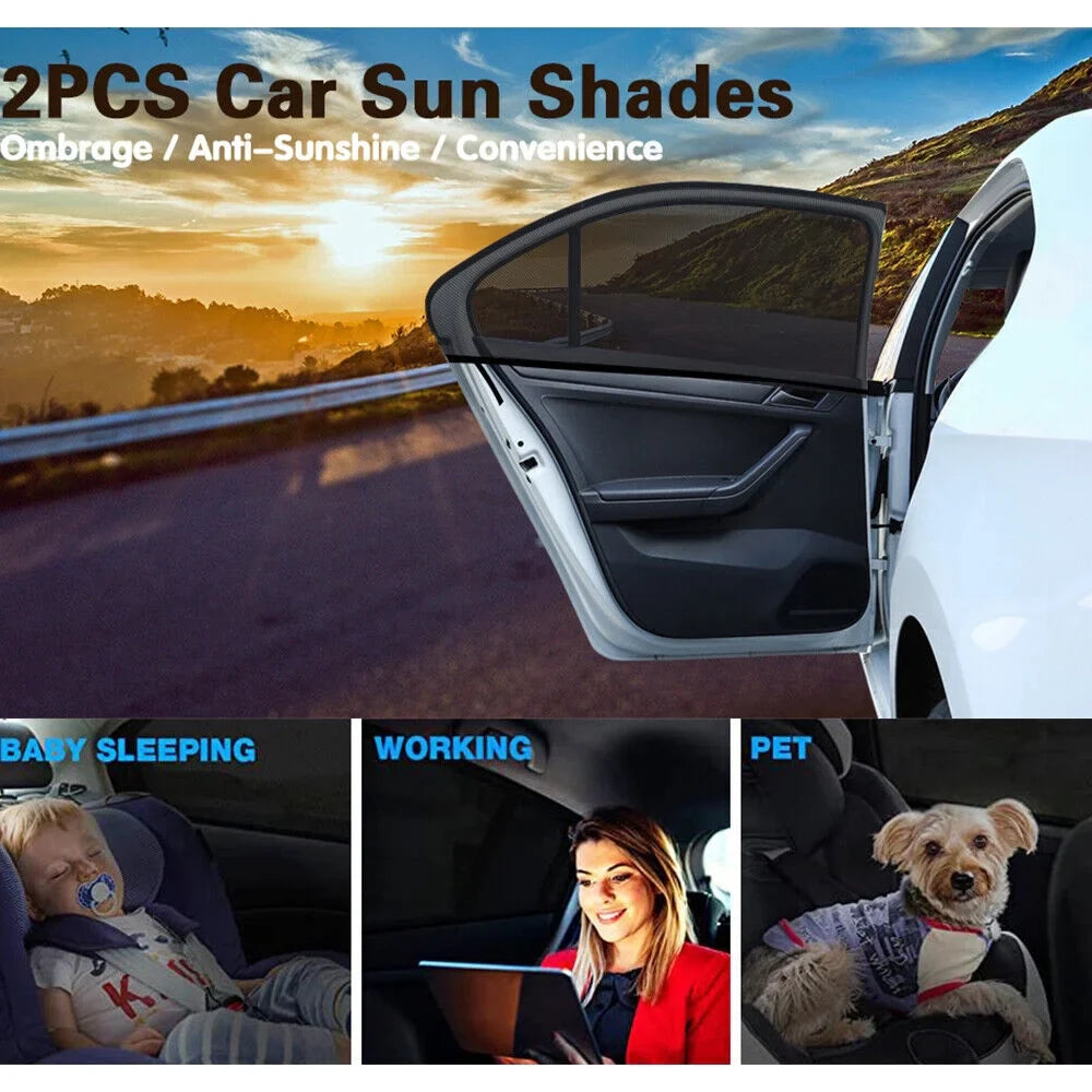 Car Sunshade Curtains Universal Side Window Shades Protection from Heat Insulation and Repellent Mosquito Mesh Net Sunshade Auto Accessories