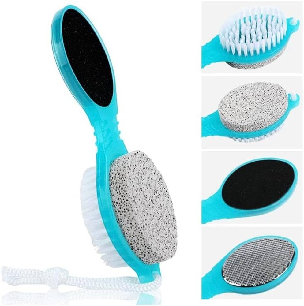 2 Pcs 4 in 1 Foot File with Pedicure Multiuse Manicure Pedicure Brush Cleanse Scrub File Buff