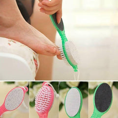 2 Pcs 4 in 1 Foot File with Pedicure Multiuse Manicure Pedicure Brush Cleanse Scrub File Buff