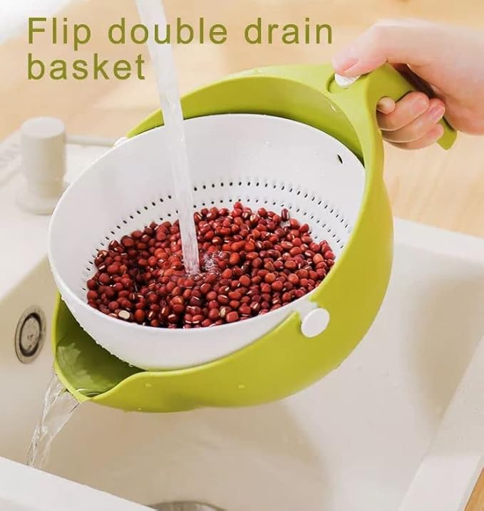 Double Layer Fruit Vegetable Washing Bowl Household Kitchen Sink Rotatable Drainer for Home and Kitchen