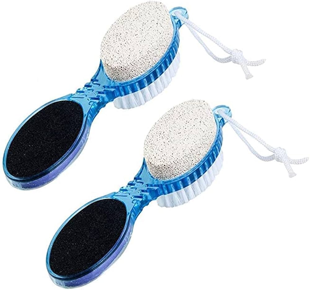 2 Pcs 4 in 1 Foot File with Pedicure Multiuse Manicure Pedicure Brush Cleanse Scrub File Buff