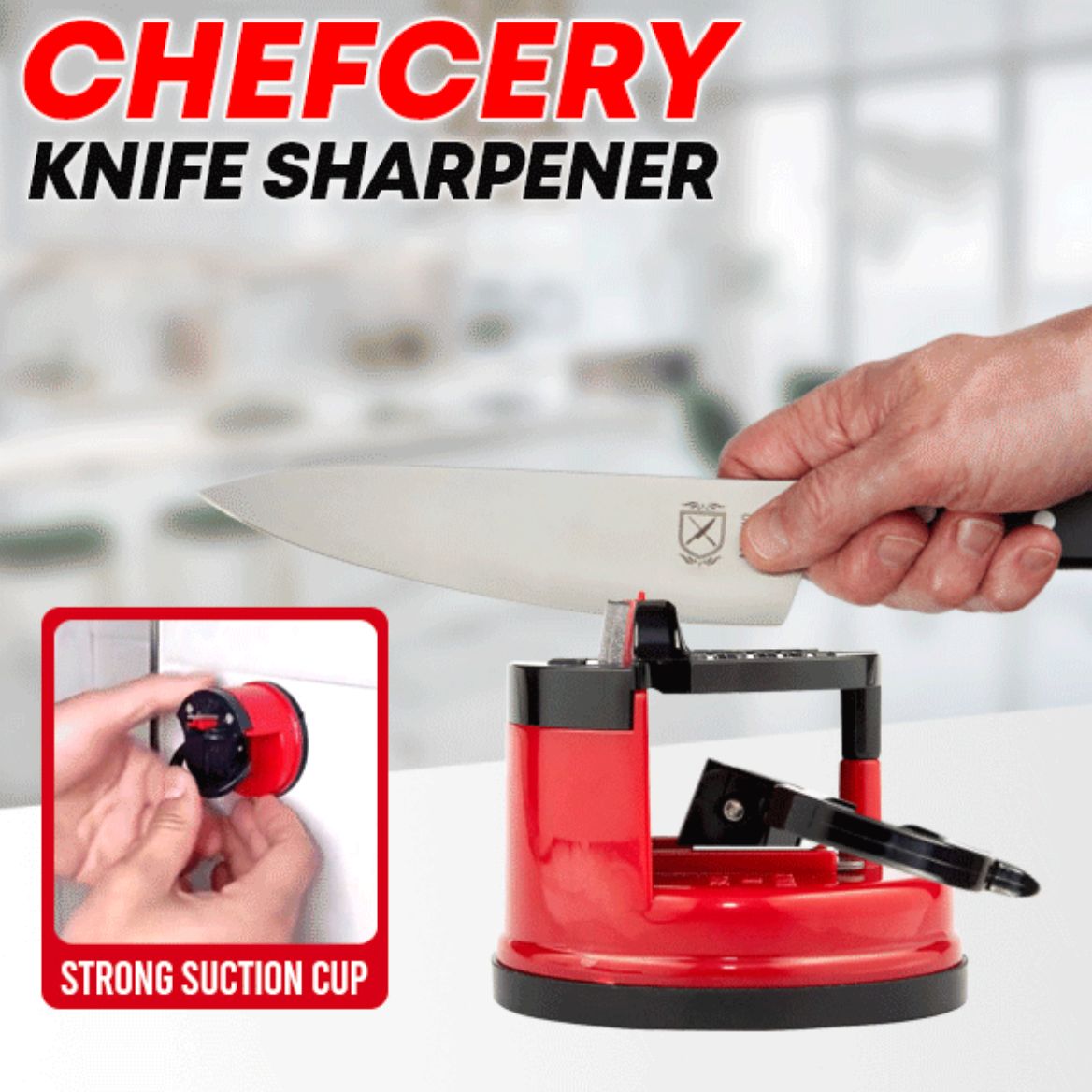 Buy 1 Get 1 Free Kitchen Mini Knife Sharpener with Powerful Suction Cup Base Suitable for Most Blade Types for Kitchen, Camping etc