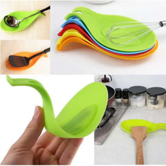 (Pack of 5) Silicone Spoon Rest Flexible Heat Resistant Kitchen Utensil Spatula Holder