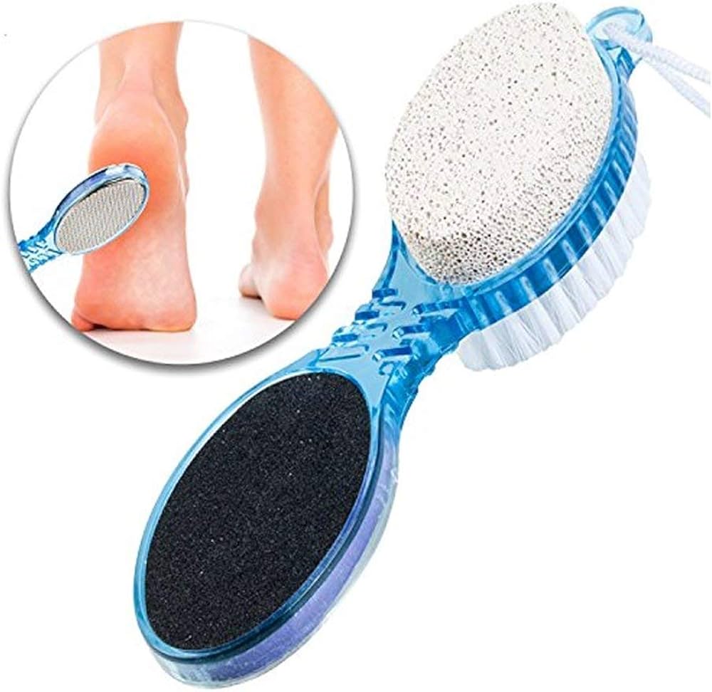 2 Pcs 4 in 1 Foot File with Pedicure Multiuse Manicure Pedicure Brush Cleanse Scrub File Buff