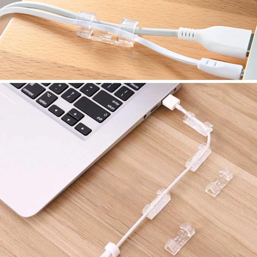 20 Pcs Transparent Self Adhesive Crystal Design Cable Clips for Car Office and Home