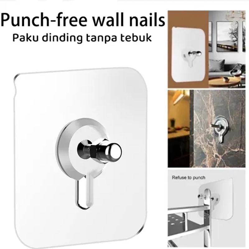 20pcs Adhesive Wall Screws Hanging Nails, Screw Stickers for Hanging Shelves, Shower, Kitchen