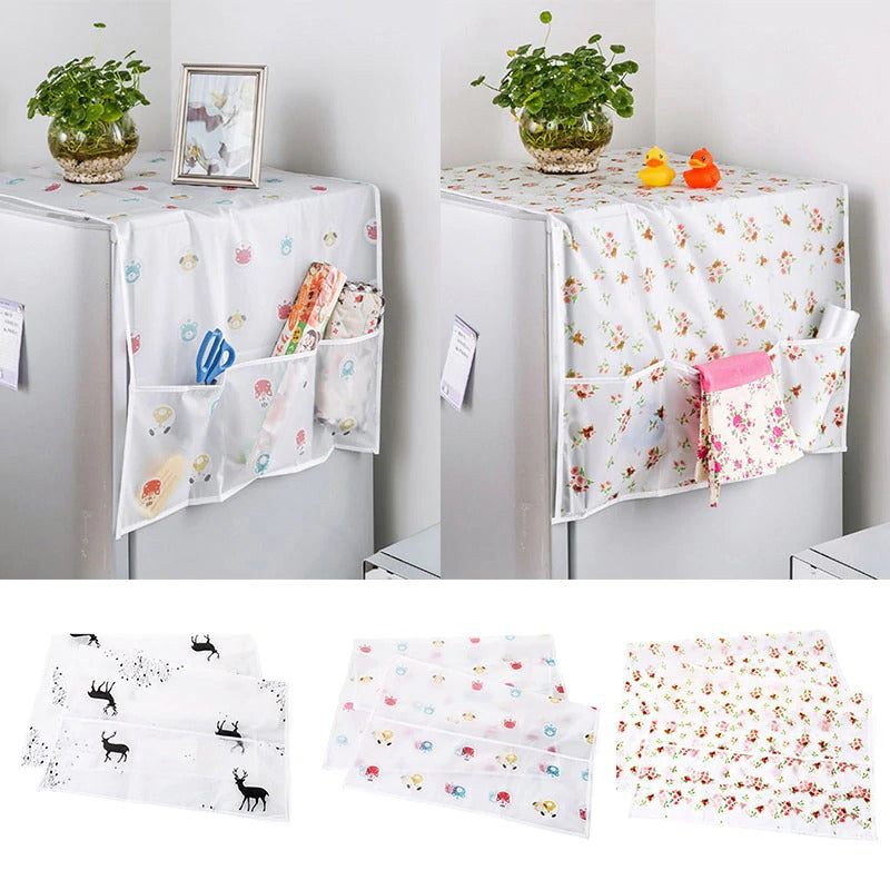 (Pack of 2) Anti-Dust Waterproof Refrigerator Fridge Cover with Double Storage Pockets