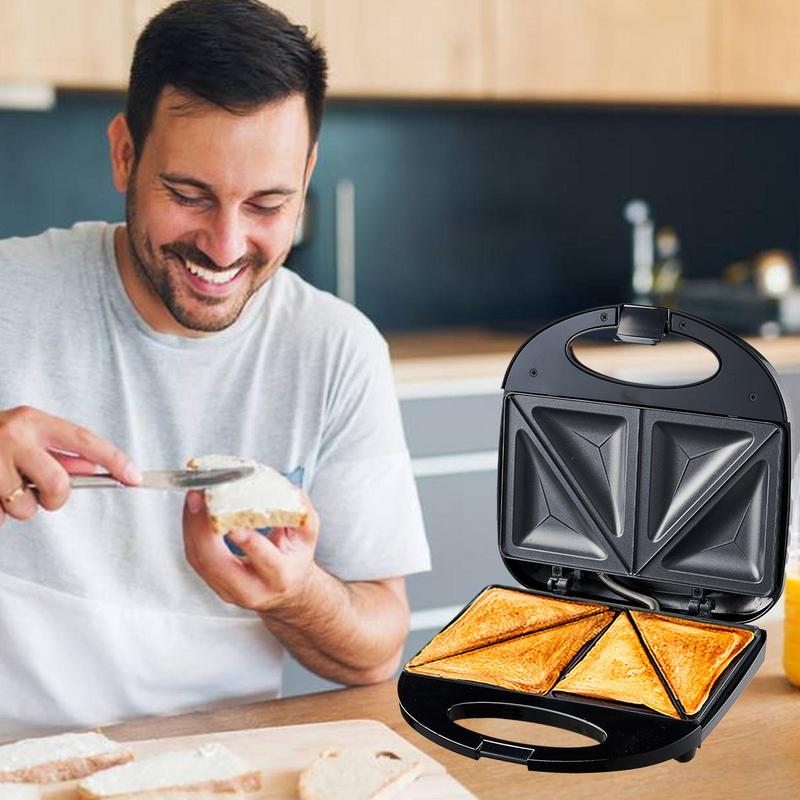 Double-sided Heating Electric Sandwich maker with Non-stick coating plate with Indicator Lights and Cool Touch Handle Perfect For Cooking Breakfast