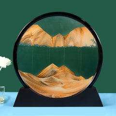 3D Moving Sand Art Picture Round Glass Deep Sea Sandscape in Motion Display Flowing Sand Frame Relaxing Desktop For Home Office Work Decor