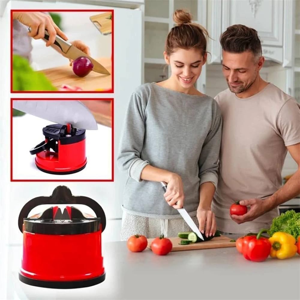 Buy 1 Get 1 Free Kitchen Mini Knife Sharpener with Powerful Suction Cup Base Suitable for Most Blade Types for Kitchen, Camping etc