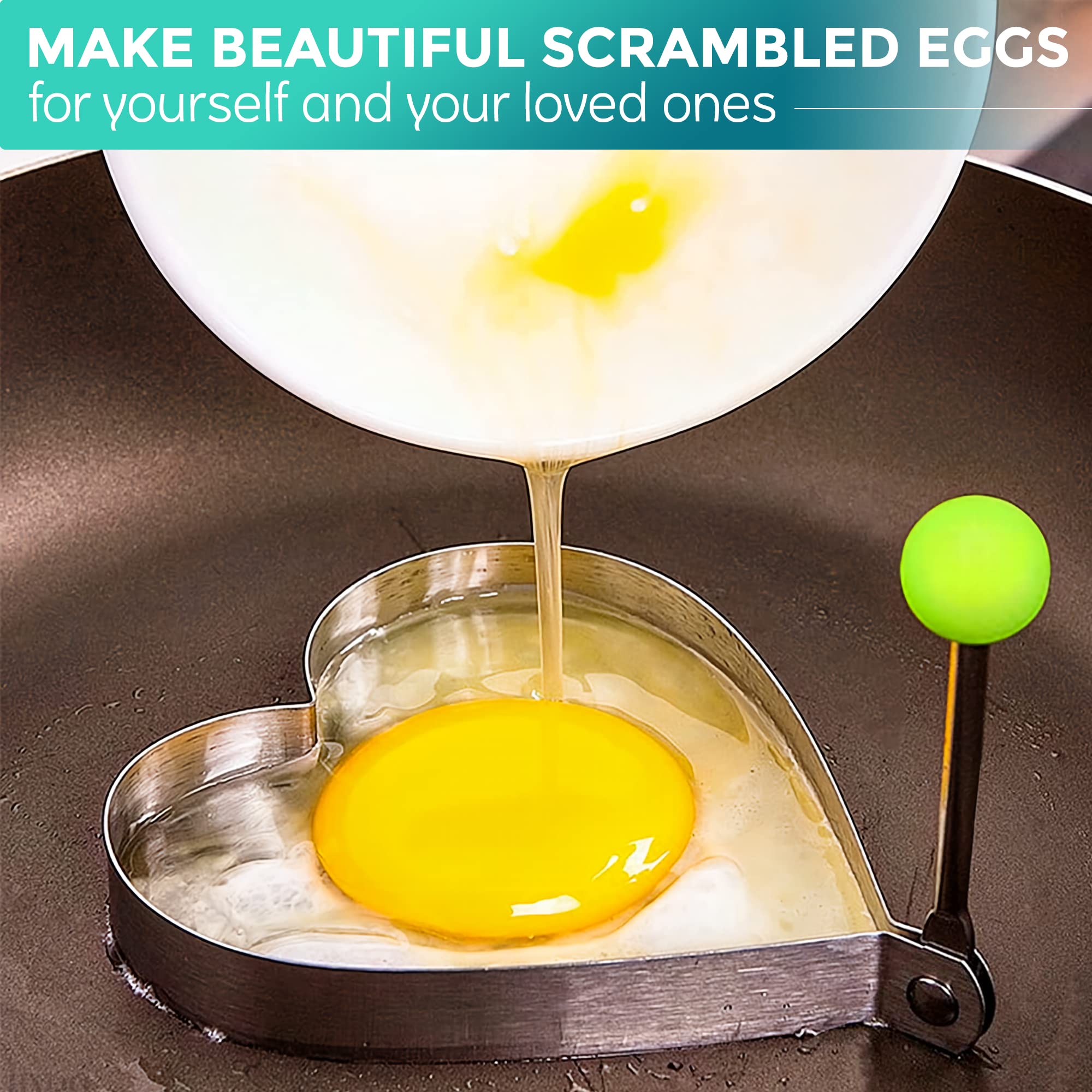 4 Pack Stainless Steel Egg Cooking with Different Shapes Mold for frying Eggs and Omelet