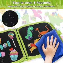 10 Pages Erasable Doodle Slate Painting Kit for Kids Drawing Book with Wet Wipes & Colors for Kids