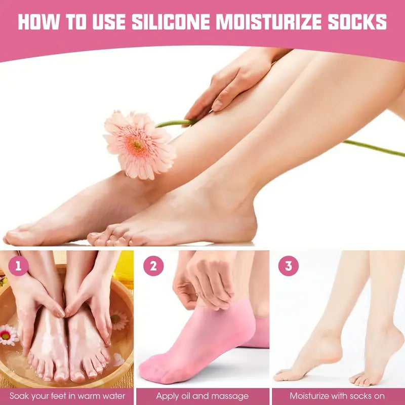 Buy 1 Pair Get 1 Pair Free Offer 4 Pcs Silicone Moisturizing Socks for Foot Care