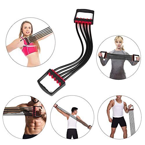 Adjustable Resistance Exercise Bands with 5 Tubes Strength and Hand Grip for Gym & Home Usage