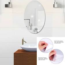 Buy 1 Get 1 Free Offer - Shatterproof, Flexible, Stylish and Self Adhesive Oval Shape Mirror Sticker (2 Pcs)