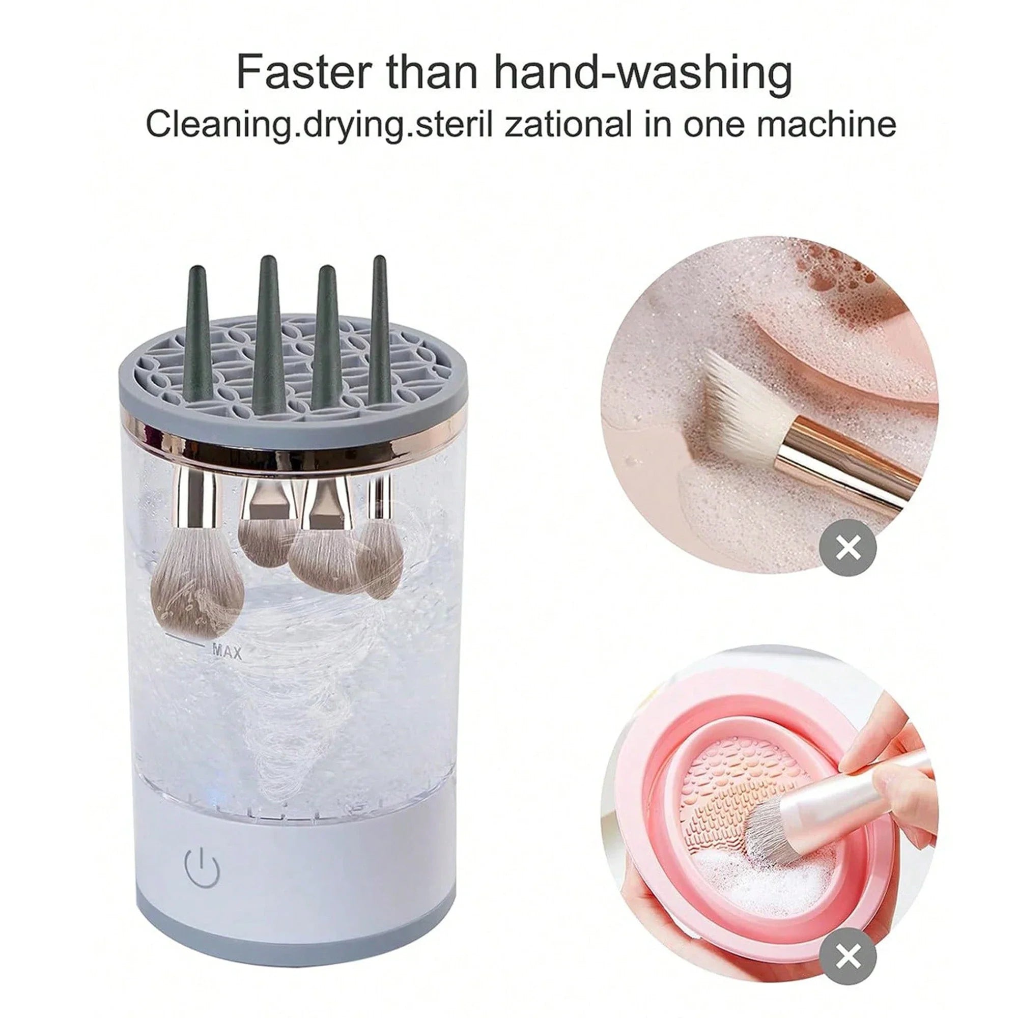 3 in 1 Automatic Rechargeable Cleaning and Drying Makeup Brush Holder Keep Your Brushes Fresh and Ready To Use