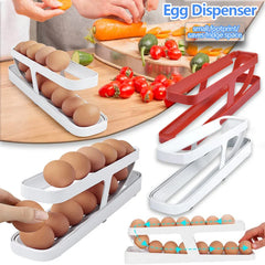 Egg Holder Dispenser With Automatically Rolling and Space Saving Egg Tray For Refrigerator and Kitchen