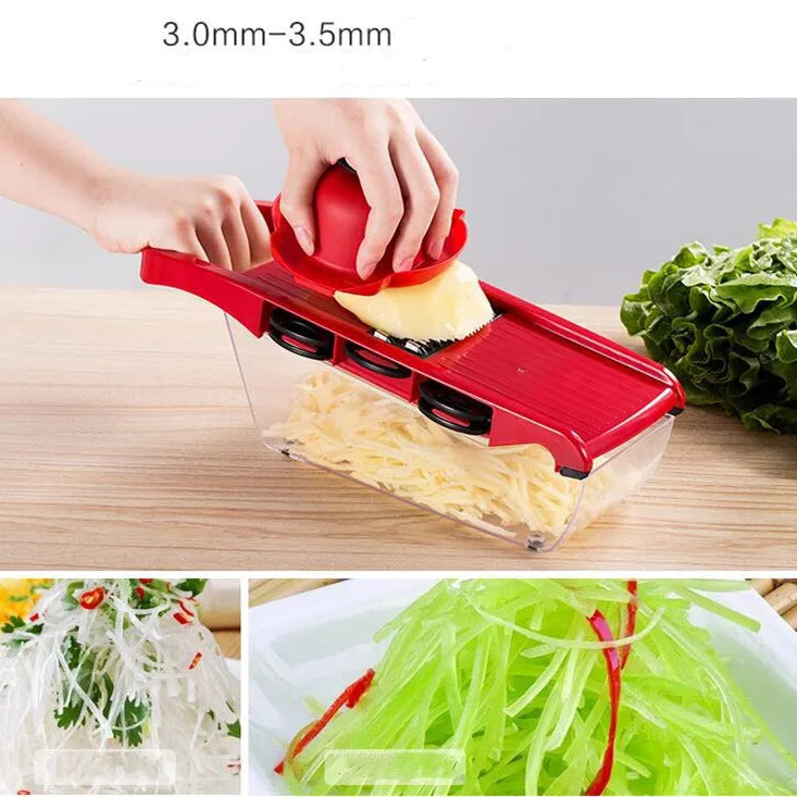 10 in 1 Multi-Function Vegetable and Fruit Chopper with Vegetable Peeler, Hand Guard and Container for Mandoline Slicer, Onion Potato Cheese Shredder, Salad Spiralizer Cutter