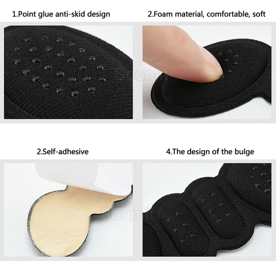 2 Pairs Women High Heels Liner Grip Insole Adhesive Stickers Protector For Foot Pain Relief (4 Pcs)