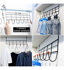 (Pack of 2) 7 Hooks Over the Door Hanging Storage Organizer for Hat Coat Purse Scarf Clothes Jacket Belt Bathroom