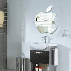 Creative Decoration Apple Shape Mirror Wall Sticker for Bathroom Wash Basin Living Room Bedroom Drawing Room