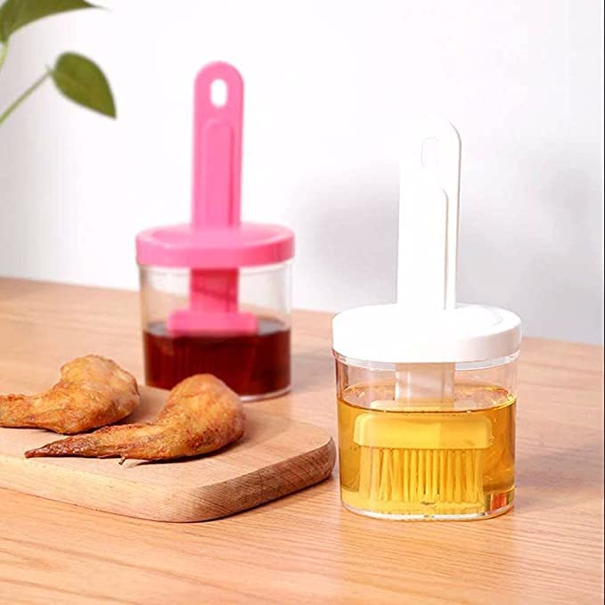 2 Pcs Transparent Cooking Oil Bottle with Silicon Brush for Kitchen Cooking