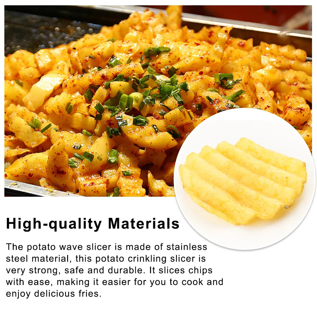 2Pcs Non-Slip Wave Knife Silver Stainless Steel Fries Chips Cutter Cooking Tools for Potato Cutting