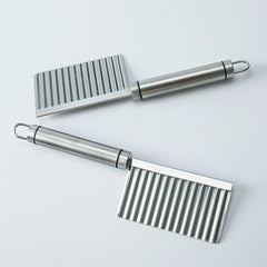 2Pcs Non-Slip Wave Knife Silver Stainless Steel Fries Chips Cutter Cooking Tools for Potato Cutting