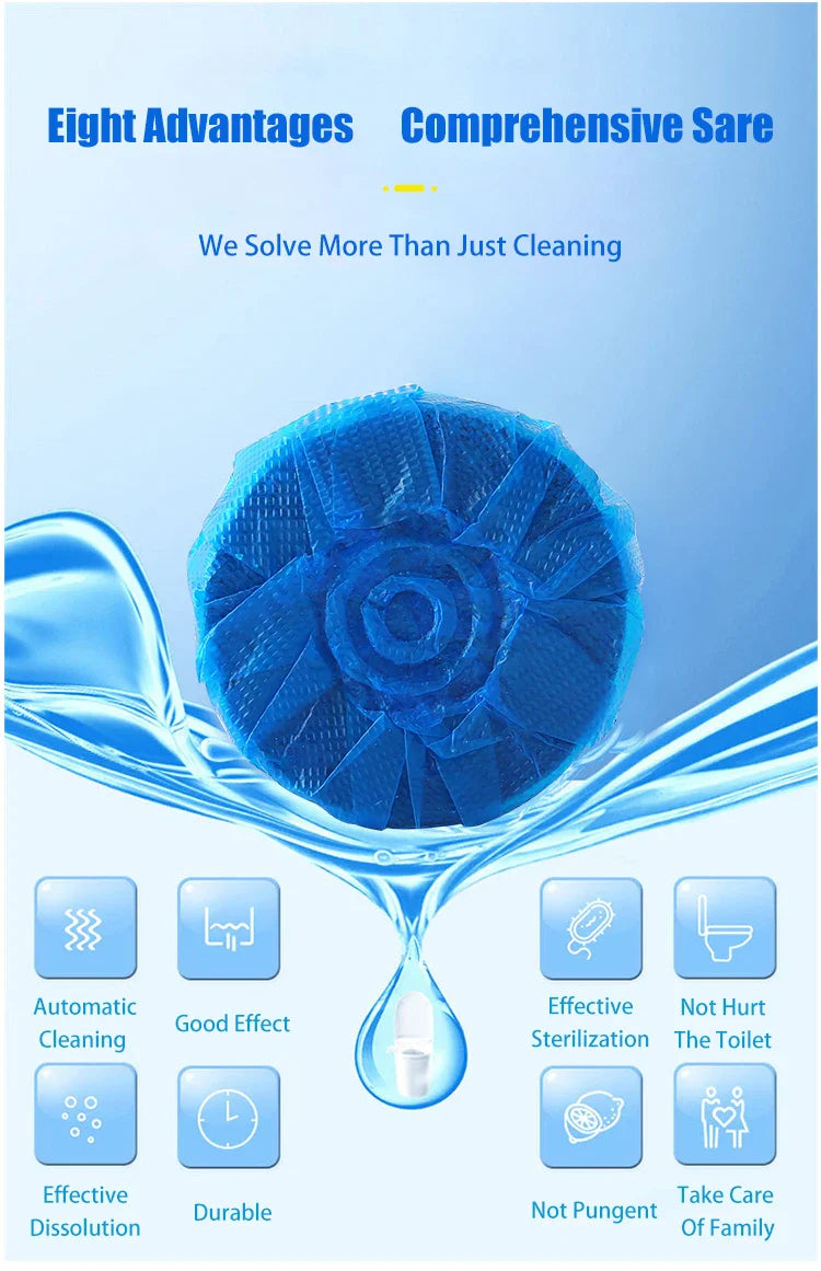 10 Pcs Imported Tablets for Toilet Flush Tank Cleaner with Powerful Scent 3000 Flush Shots & Fast Stain Remover