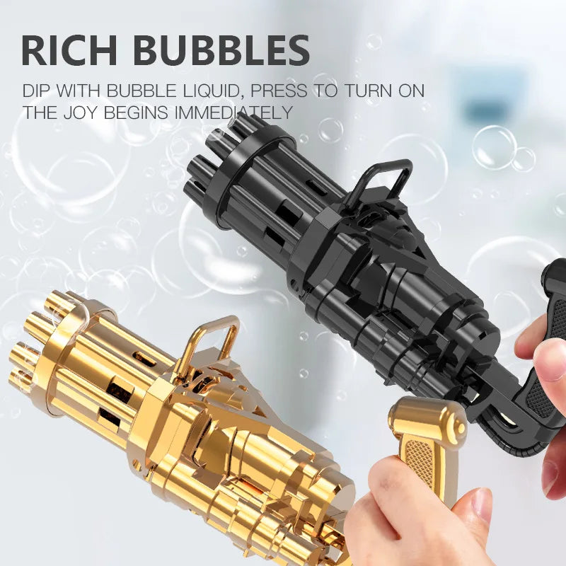 Automatic Gatling Bubble Gun Toys Electric Bubble Machine With Eight Hole Huge Amount Rotary Tube Bubble Machine For Kids Fun