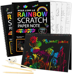 (Pack of 3) A4 Drawing Book 30 Pages Rainbow Scratch Paper Notes For Scratch Art Activity