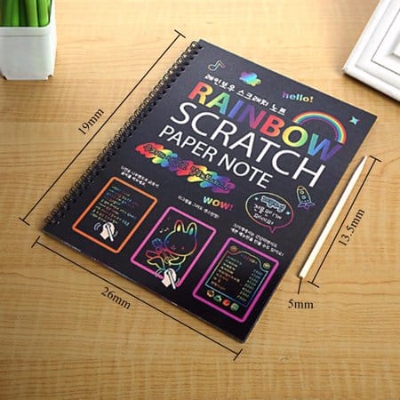 (Pack of 3) A4 Drawing Book 30 Pages Rainbow Scratch Paper Notes For Scratch Art Activity