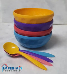 4 Pcs Bowls with Spoons in Multicolor for Snacks and Baby Feeding