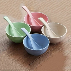 4 Pcs Bowls with Spoons in Multicolor for Snacks and Baby Feeding