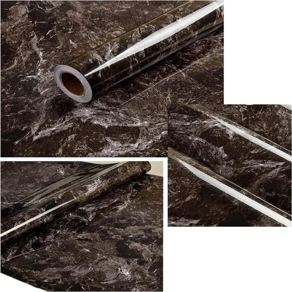 Brown Wall Paper Waterproof Heat Resistant Self Adhesive Anti Oil Kitchen Wallpaper Marble Sheet