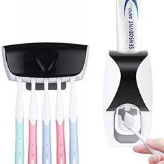 Automatic Toothpaste Dispenser Squeezer Hands Free Set and 5 Toothbrush Holder