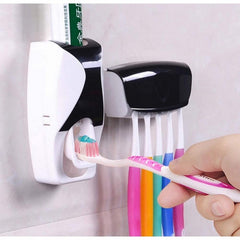 Automatic Toothpaste Dispenser Squeezer Hands Free Set and 5 Toothbrush Holder